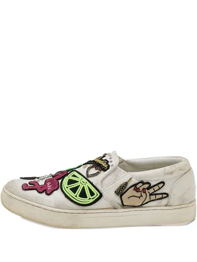 Pre-owned Marc Jacobs Vintage  Patch Embellished Slip-on Sneakers
