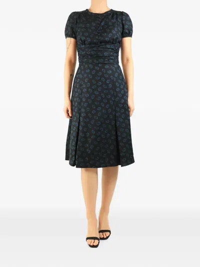 Pre-owned Marc Jacobs Vintage Silk Midi Dress In Black