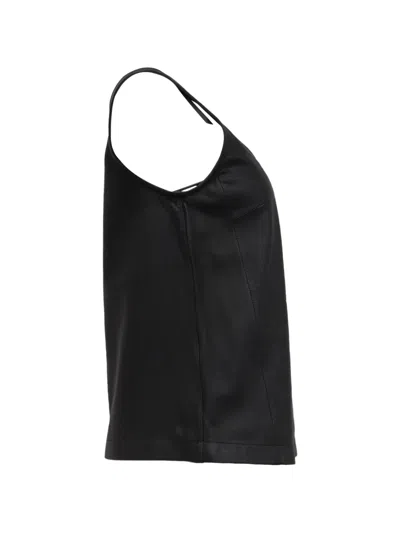 Pre-owned Marc Jacobs Vintage Sleeveless Leather Blouse In Black