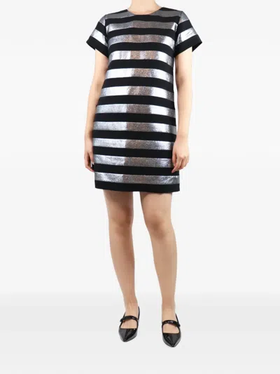 Pre-owned Marc Jacobs Vintage Striped Mini Dress In Black
