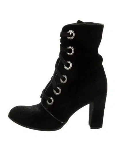 Pre-owned Marc Jacobs Vintage Suede Lace-up Boots In Black