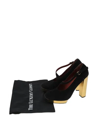 Pre-owned Marc Jacobs Vintage Suede Platform Pumps In Black