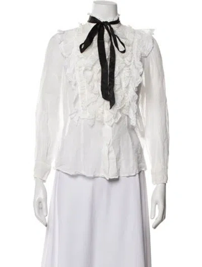 Pre-owned Marc Jacobs Vintage Tie Neck Blouse In Black/white