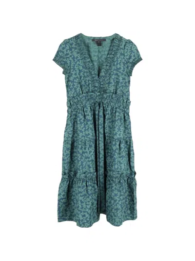 Pre-owned Marc Jacobs Vintage Tiered Printed Midi Dress In Blue