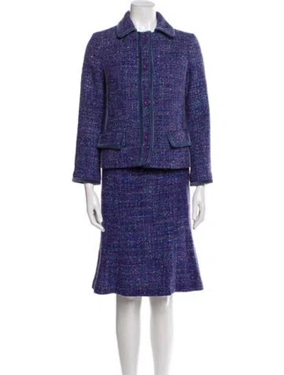 Pre-owned Marc Jacobs Vintage Tweed Pattern Skirt Suit In Blue