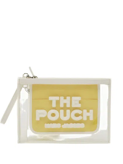 Pre-owned Marc Jacobs Vintage Wristlet Leather-panel Clutch Bag In White