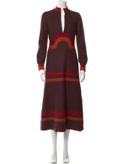 Pre-owned Marc Jacobs Virgin Wool Long Dress In Brown