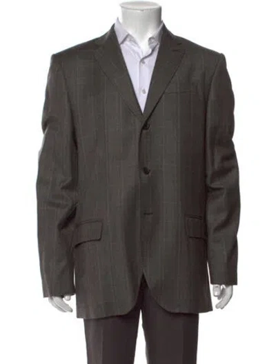 Pre-owned Marc Jacobs Virgin Wool Plaid Print Blazer In Gray