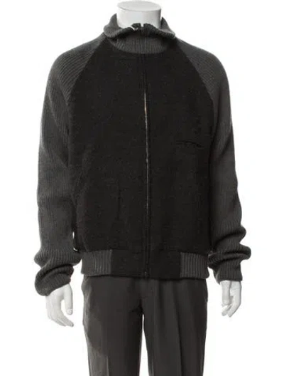 Pre-owned Marc Jacobs Virgin Wool Tweed Pattern Bomber Jacket W/ Tags In Grey