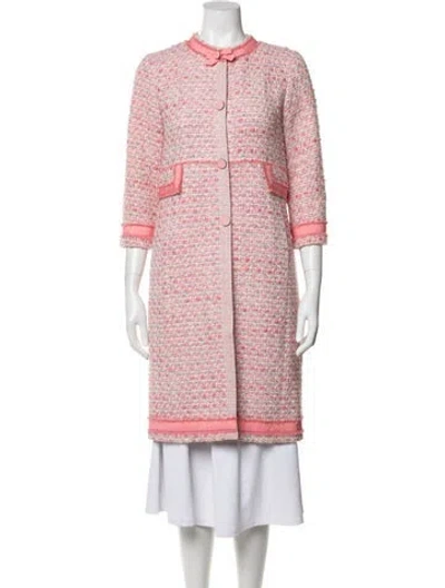 Pre-owned Marc Jacobs Virgin Wool Tweed Pattern Coat In Pink
