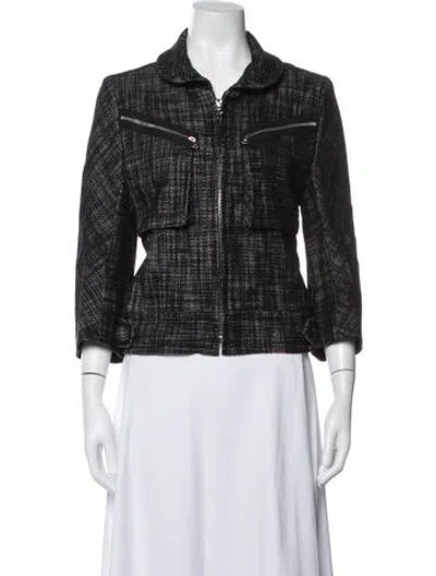Pre-owned Marc Jacobs Virgin Wool Tweed Pattern Jacket In Black