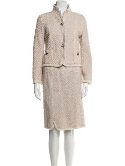 Pre-owned Marc Jacobs Virgin Wool Tweed Pattern Skirt Set In Pink