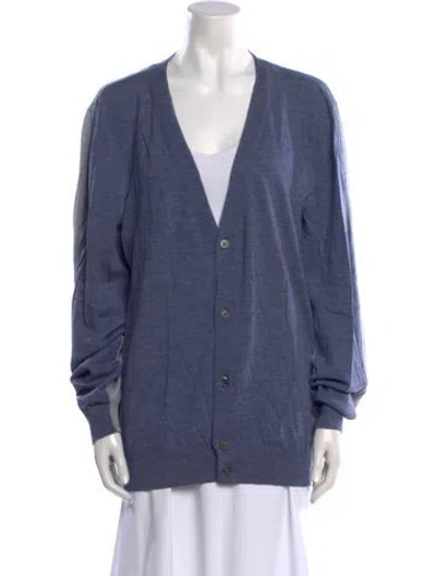 Pre-owned Marc Jacobs Virgin Wool V-neck Sweater In Blue