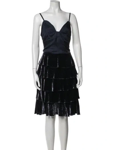 Pre-owned Marc Jacobs V-neck Knee-length Dress In Blue