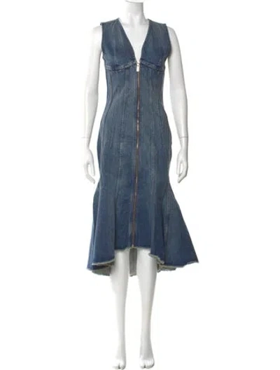 Pre-owned Marc Jacobs V-neck Long Dress W/ Tags In Blue