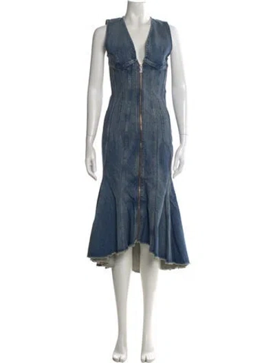 Pre-owned Marc Jacobs V-neck Long Dress W/ Tags In Blue