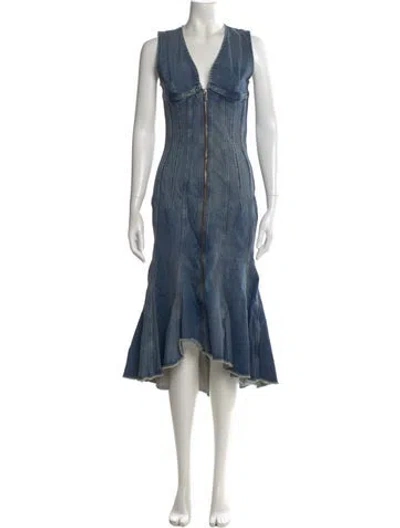 Pre-owned Marc Jacobs V-neck Long Dress W/ Tags In Blue