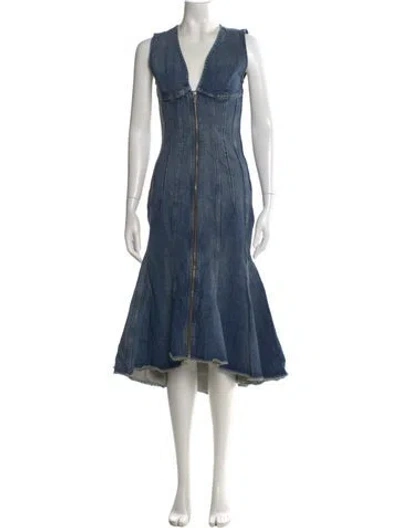 Pre-owned Marc Jacobs V-neck Long Dress W/ Tags In Blue