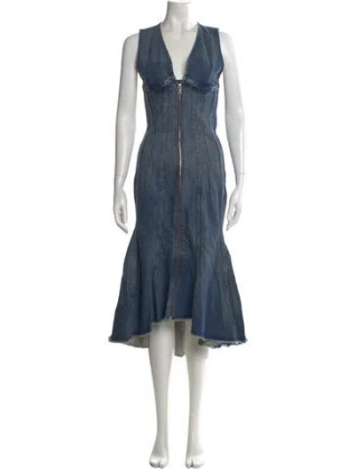 Pre-owned Marc Jacobs V-neck Long Dress W/ Tags In Blue