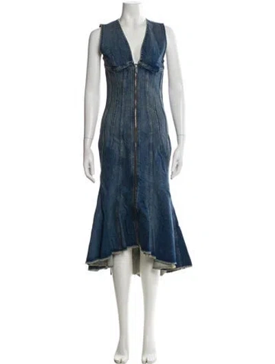 Pre-owned Marc Jacobs V-neck Long Dress W/ Tags In Blue