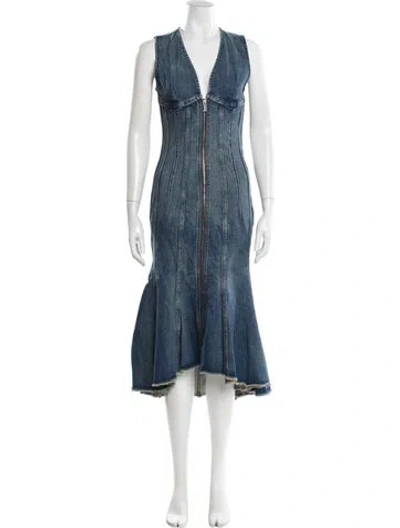 Pre-owned Marc Jacobs V-neck Long Dress W/ Tags In Blue