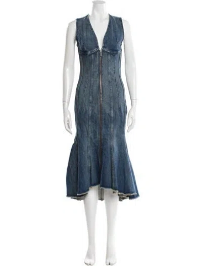 Pre-owned Marc Jacobs V-neck Long Dress W/ Tags In Blue