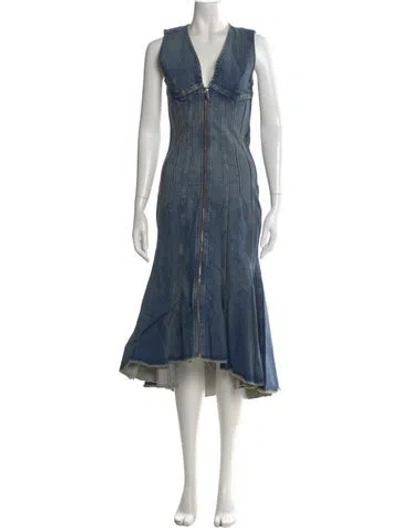 Pre-owned Marc Jacobs V-neck Long Dress W/ Tags In Blue