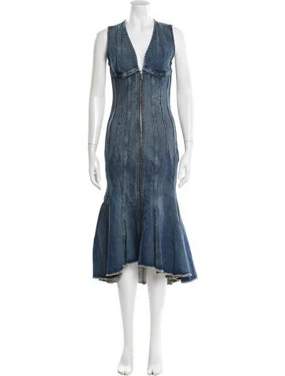 Pre-owned Marc Jacobs V-neck Long Dress W/ Tags In Blue