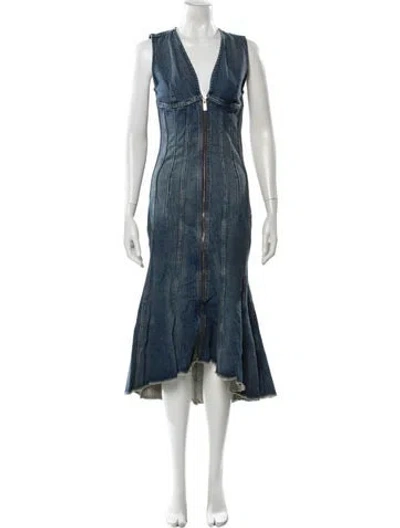 Pre-owned Marc Jacobs V-neck Long Dress W/ Tags In Blue