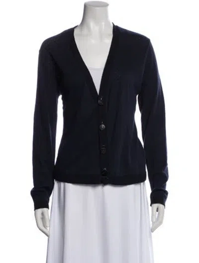 Pre-owned Marc Jacobs V-neck Long Sleeve Top In Blue