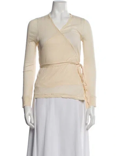 Pre-owned Marc Jacobs V-neck Long Sleeve Top In Neutral