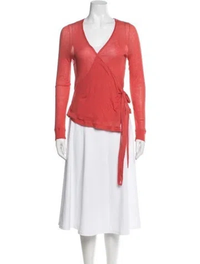 Pre-owned Marc Jacobs V-neck Long Sleeve Top In Red