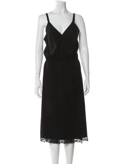 Pre-owned Marc Jacobs V-neck Midi Length Dress In Black