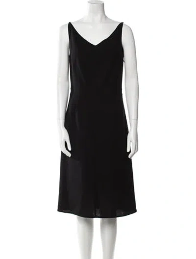 Pre-owned Marc Jacobs V-neck Midi Length Dress In Black