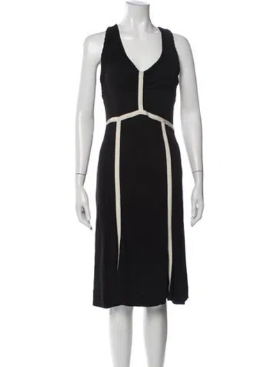 Pre-owned Marc Jacobs V-neck Midi Length Dress In Black