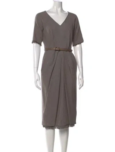 Pre-owned Marc Jacobs V-neck Midi Length Dress In Gray