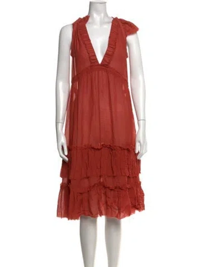 Pre-owned Marc Jacobs V-neck Midi Length Dress In Orange