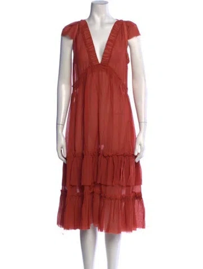 Pre-owned Marc Jacobs V-neck Midi Length Dress In Pink