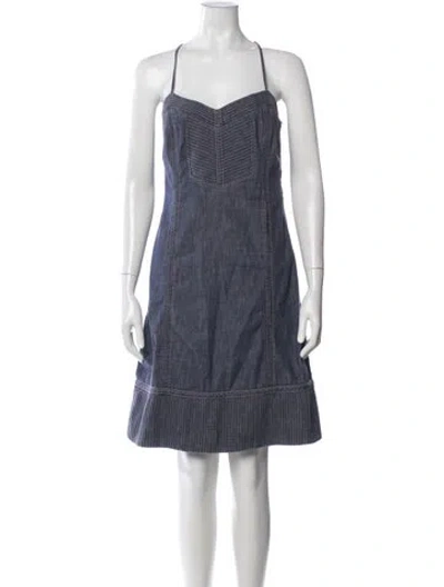 Pre-owned Marc Jacobs V-neck Mini Dress In Blue