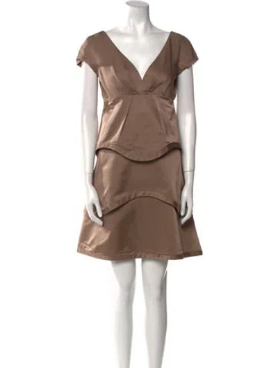 Pre-owned Marc Jacobs V-neck Mini Dress In Brown