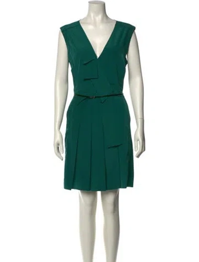 Pre-owned Marc Jacobs V-neck Mini Dress In Green
