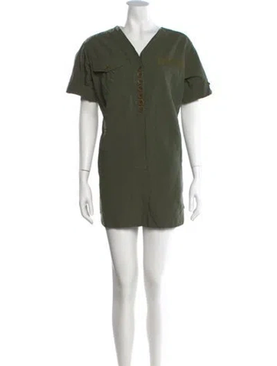 Pre-owned Marc Jacobs V-neck Mini Dress In Green