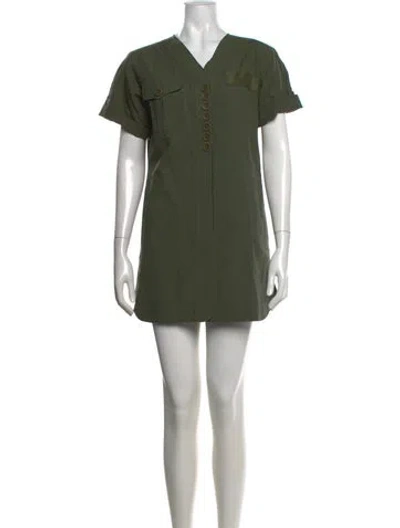 Pre-owned Marc Jacobs V-neck Mini Dress In Green