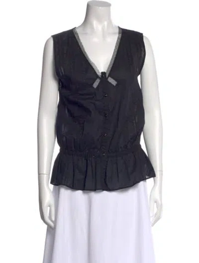 Pre-owned Marc Jacobs V-neck Sleeveless Blouse In Blue