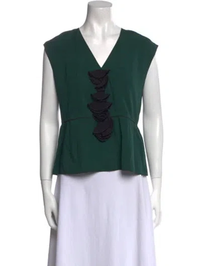 Pre-owned Marc Jacobs V-neck Sleeveless Crop Top In Green