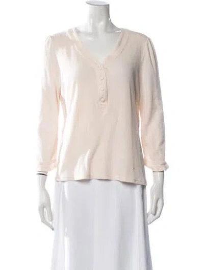 Pre-owned Marc Jacobs V-neck Three-quarter Sleeve Top In Neutrals