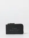 Marc Jacobs Black Wallet With Logo Detail And Snap Hook In Grained Leather Woman In Black