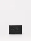 Marc Jacobs The Wallet Trifold Black Wallet With Engraved Logo On The Front In Hammered Leather Woman In Black