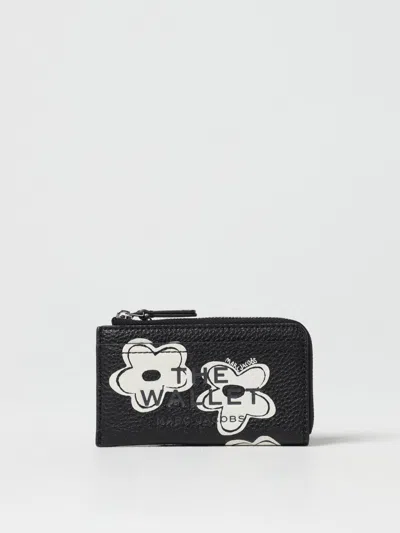 Marc Jacobs The Daisy Top Zip Multi Black White Wallet In Black Leather