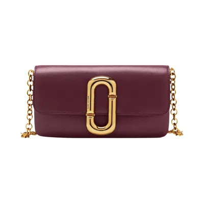 Pre-owned Marc Jacobs Wallet On Chain 'dark Port' | Tan | Women's Size Onesize